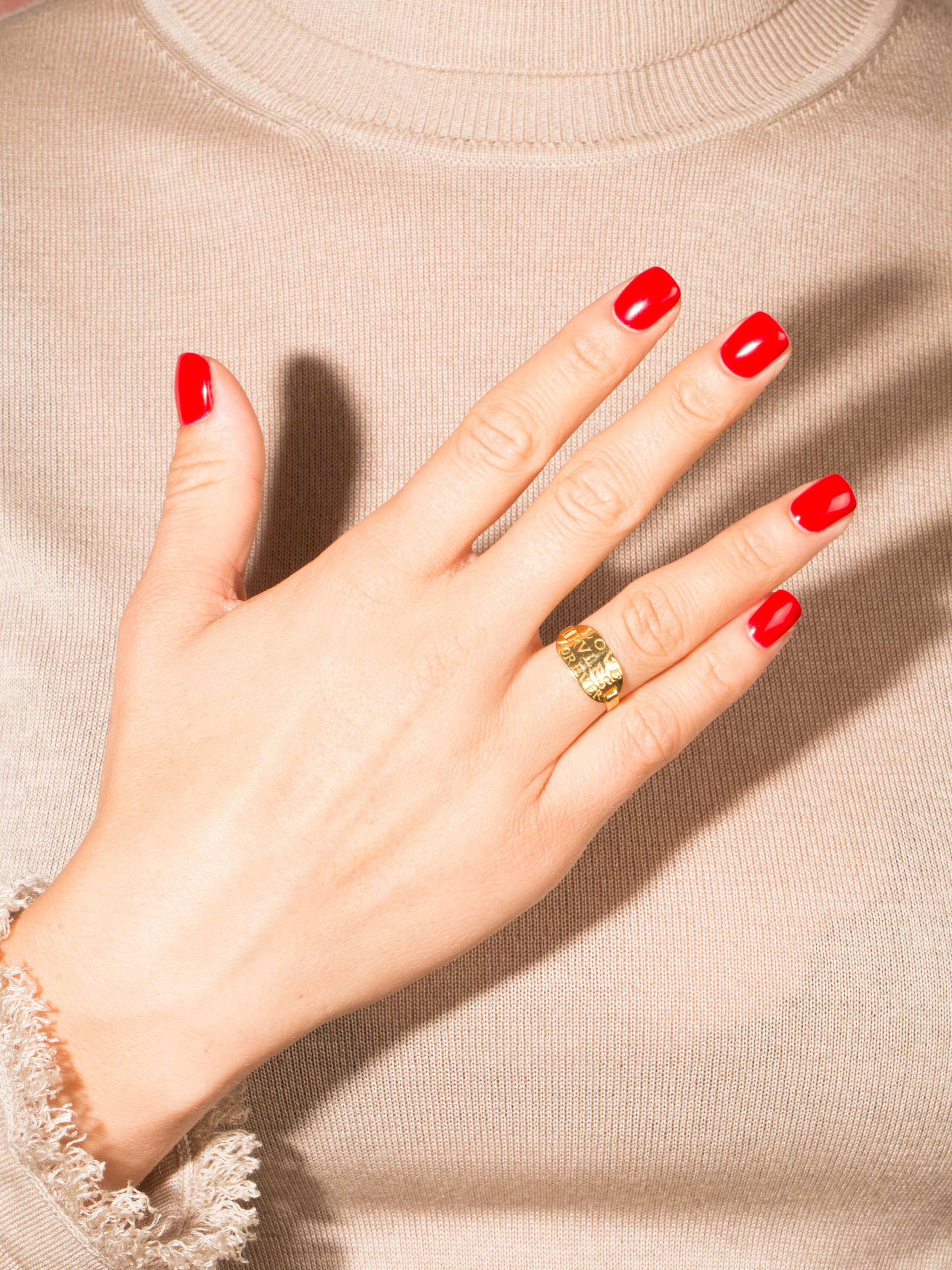 love rules forever tag ring 