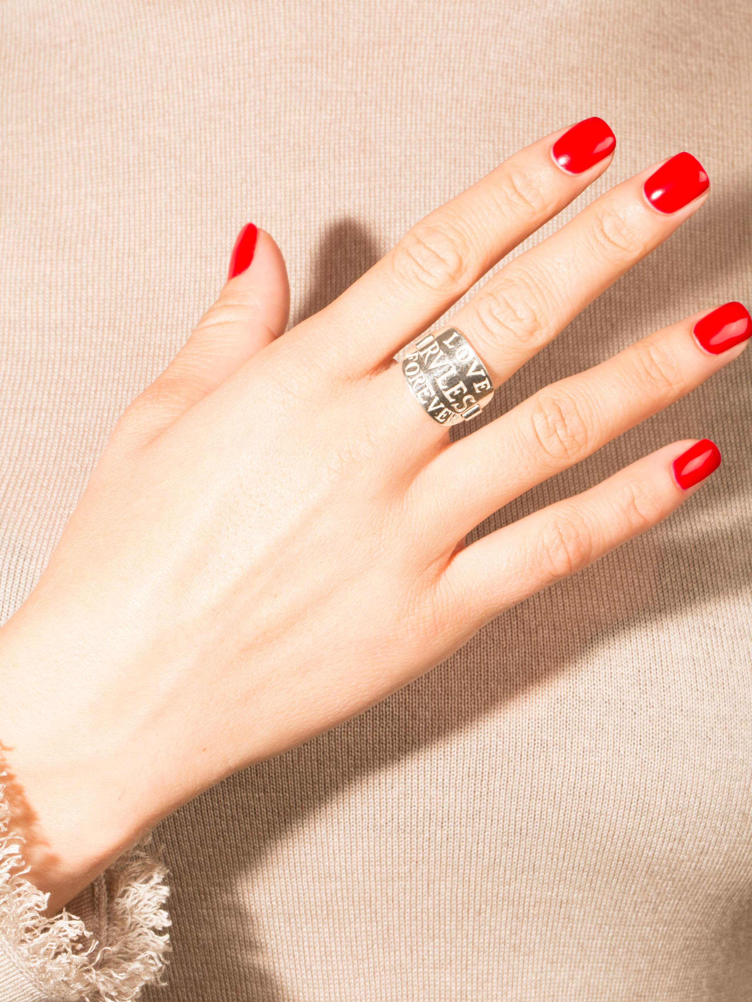 Love Rules forever tag ring 
