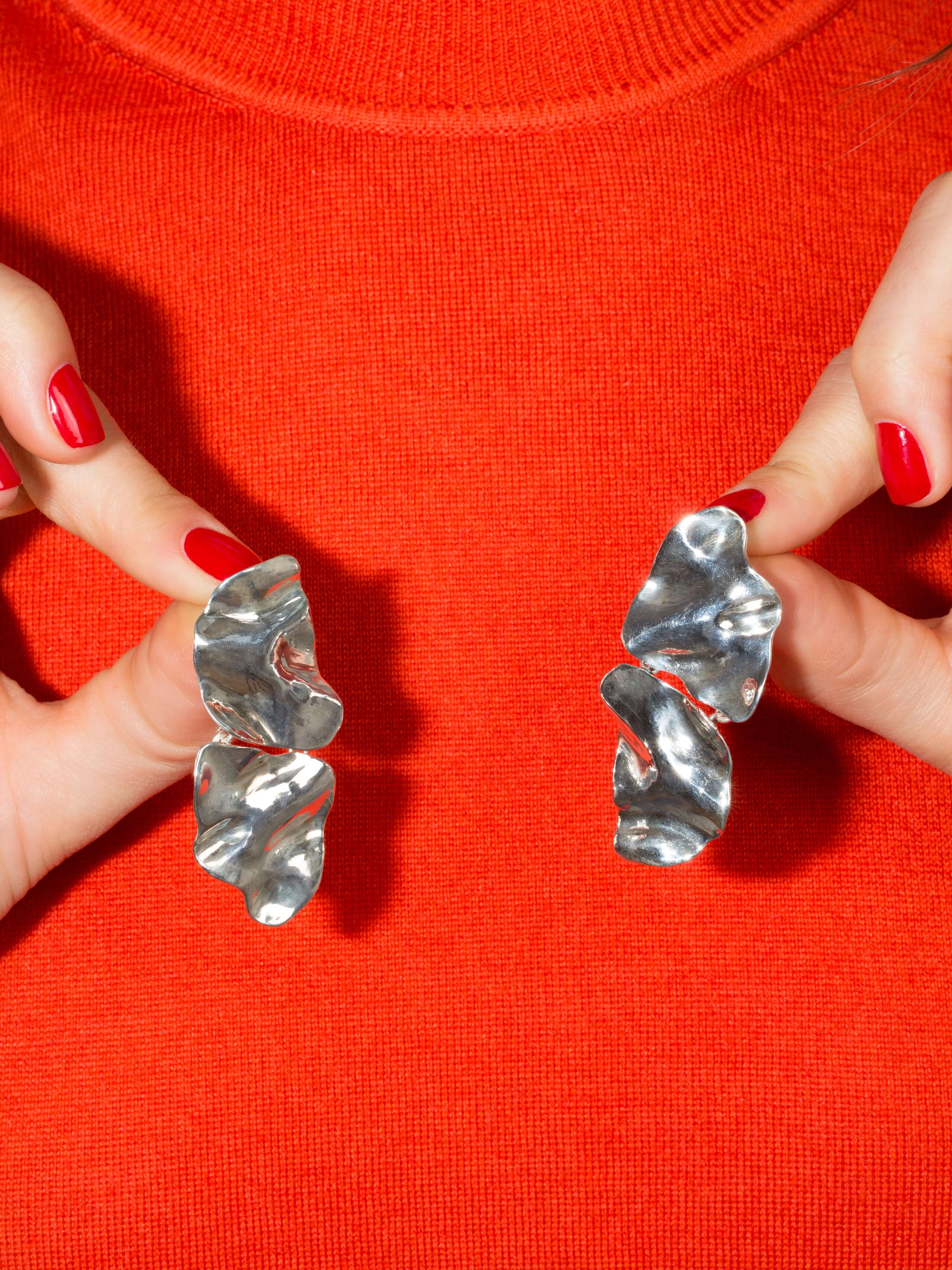 double shape ear studs