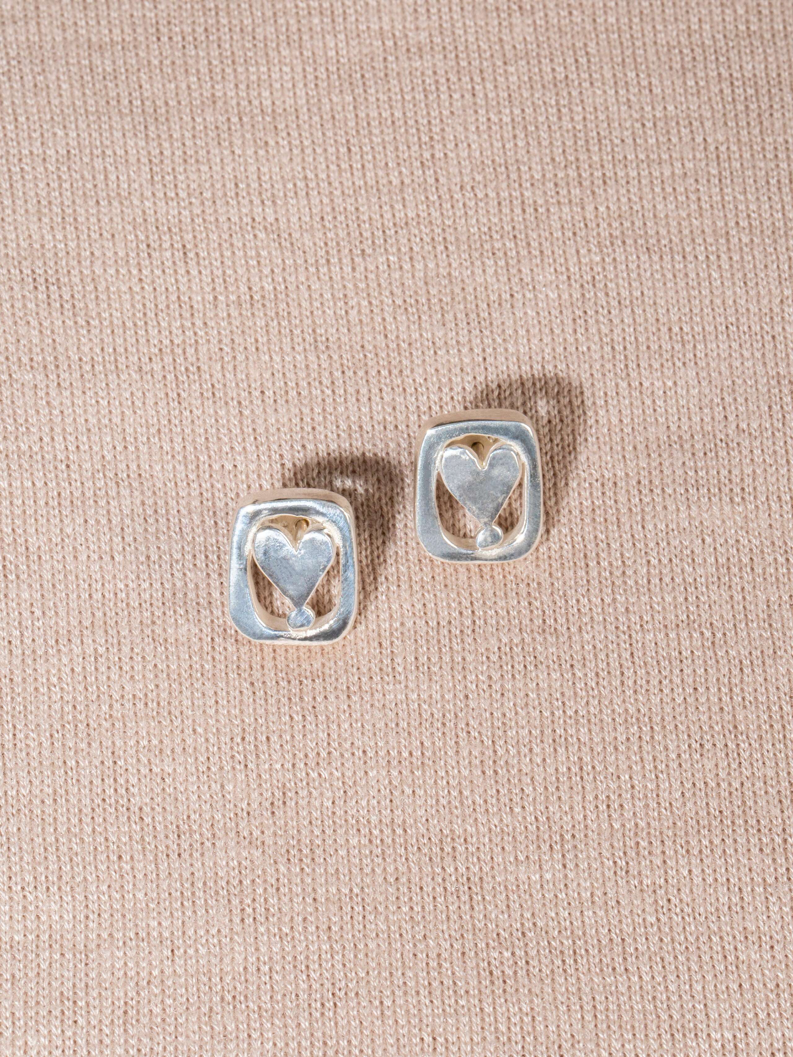 Frame Heart Ear Studs  