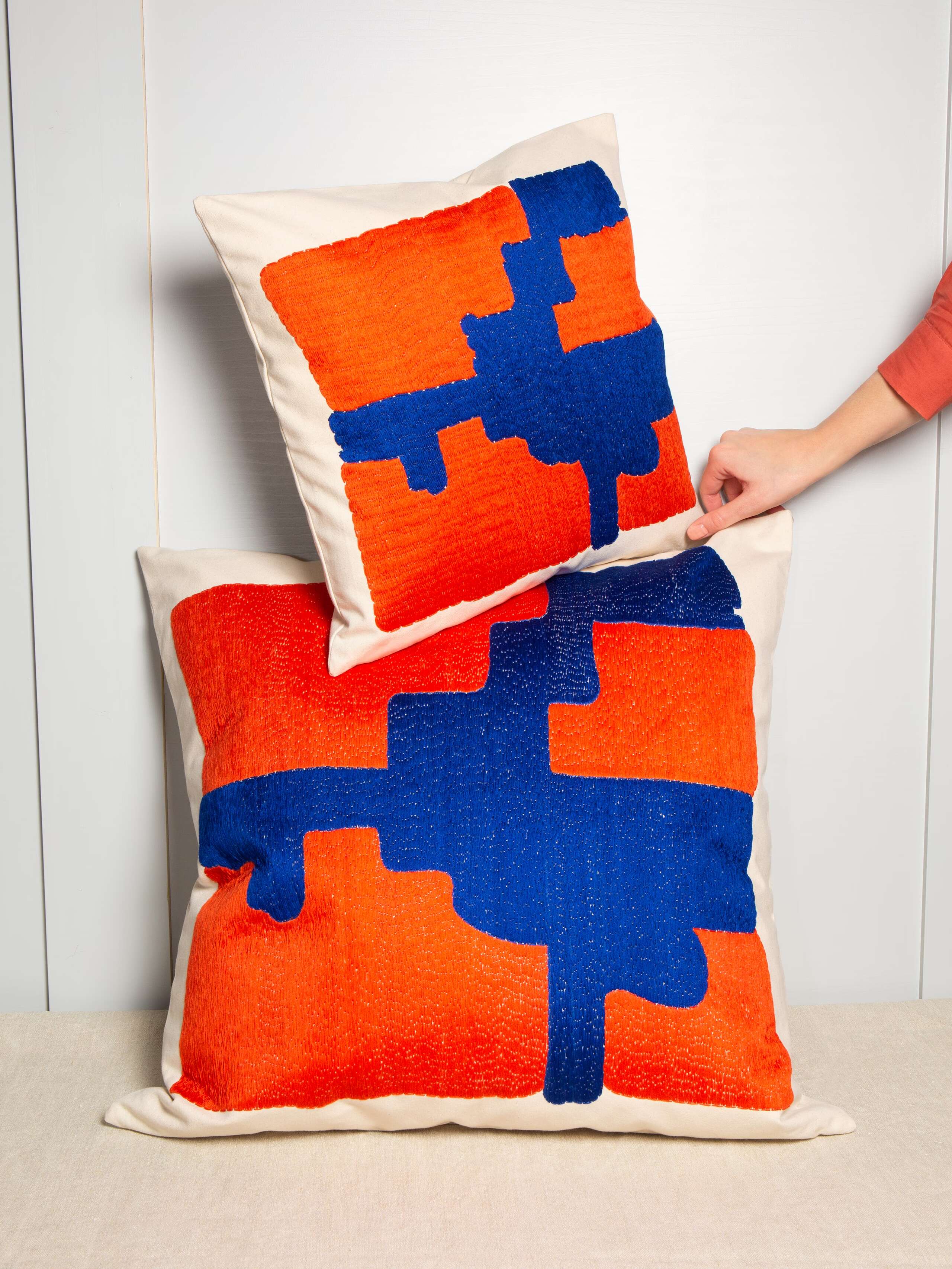 Abstract embroidery pillow covers