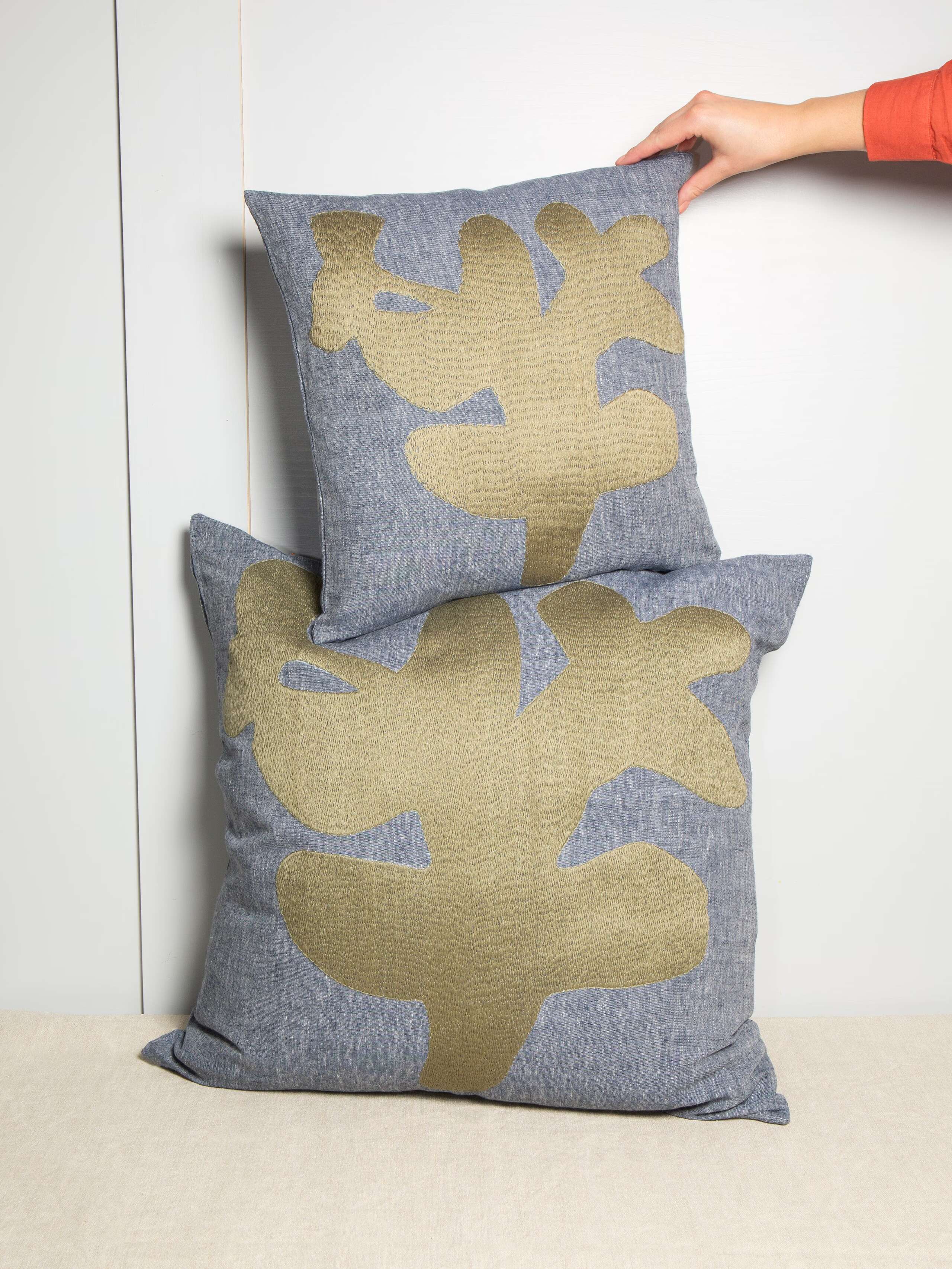 Abstract embroidery pillow covers
