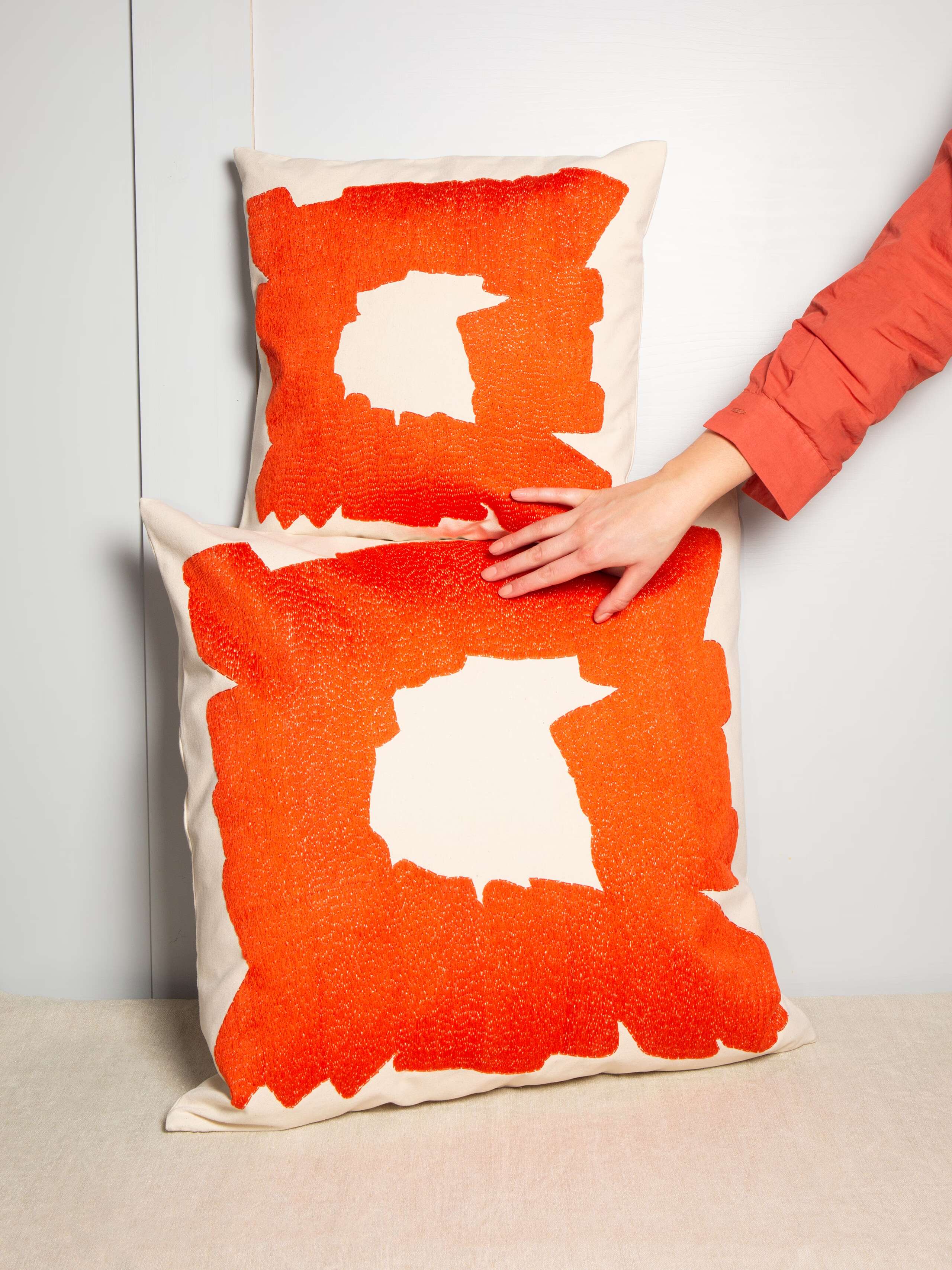 Abstract embroidery pillow covers