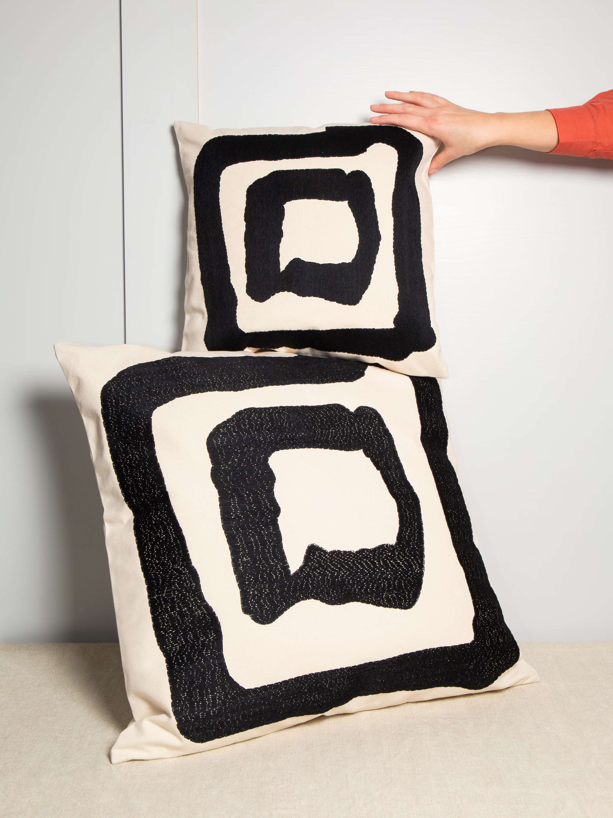Abstract embroidery pillow covers