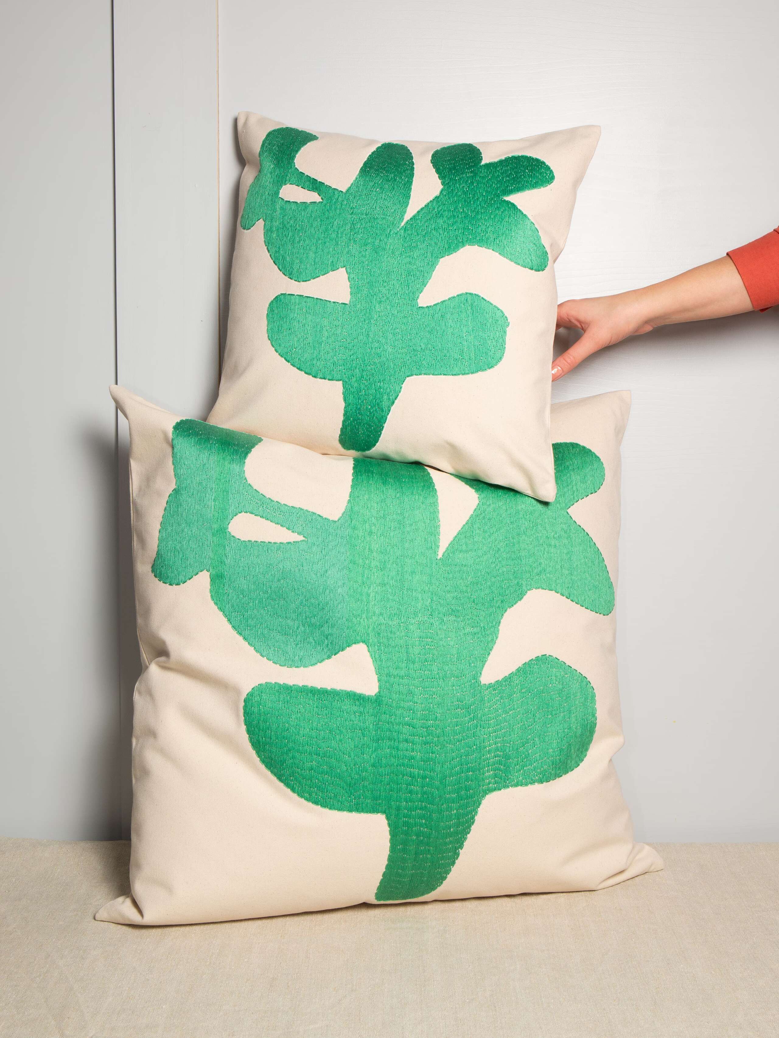 Abstract embroidery pillow covers