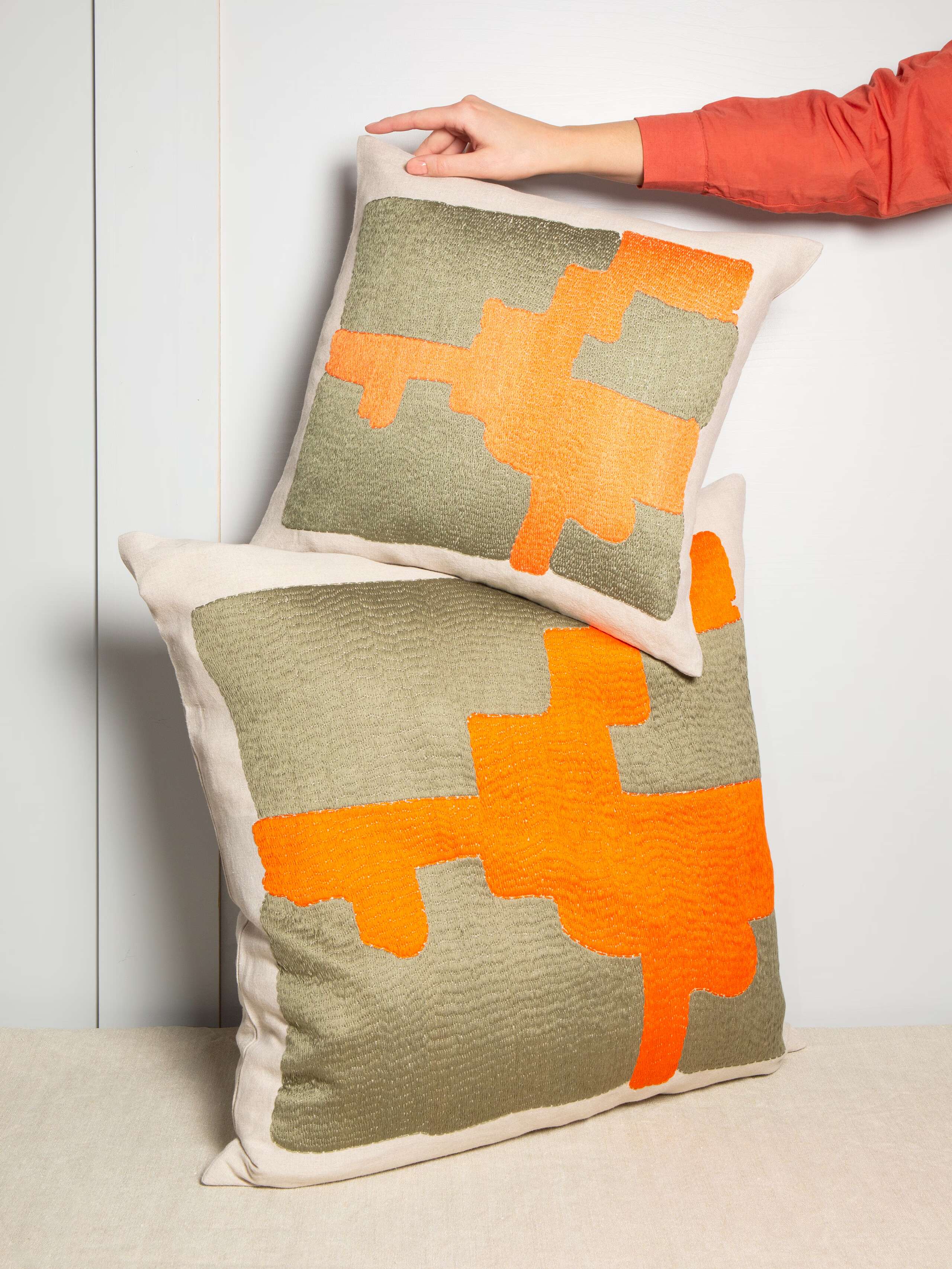 Abstract embroidery pillow covers