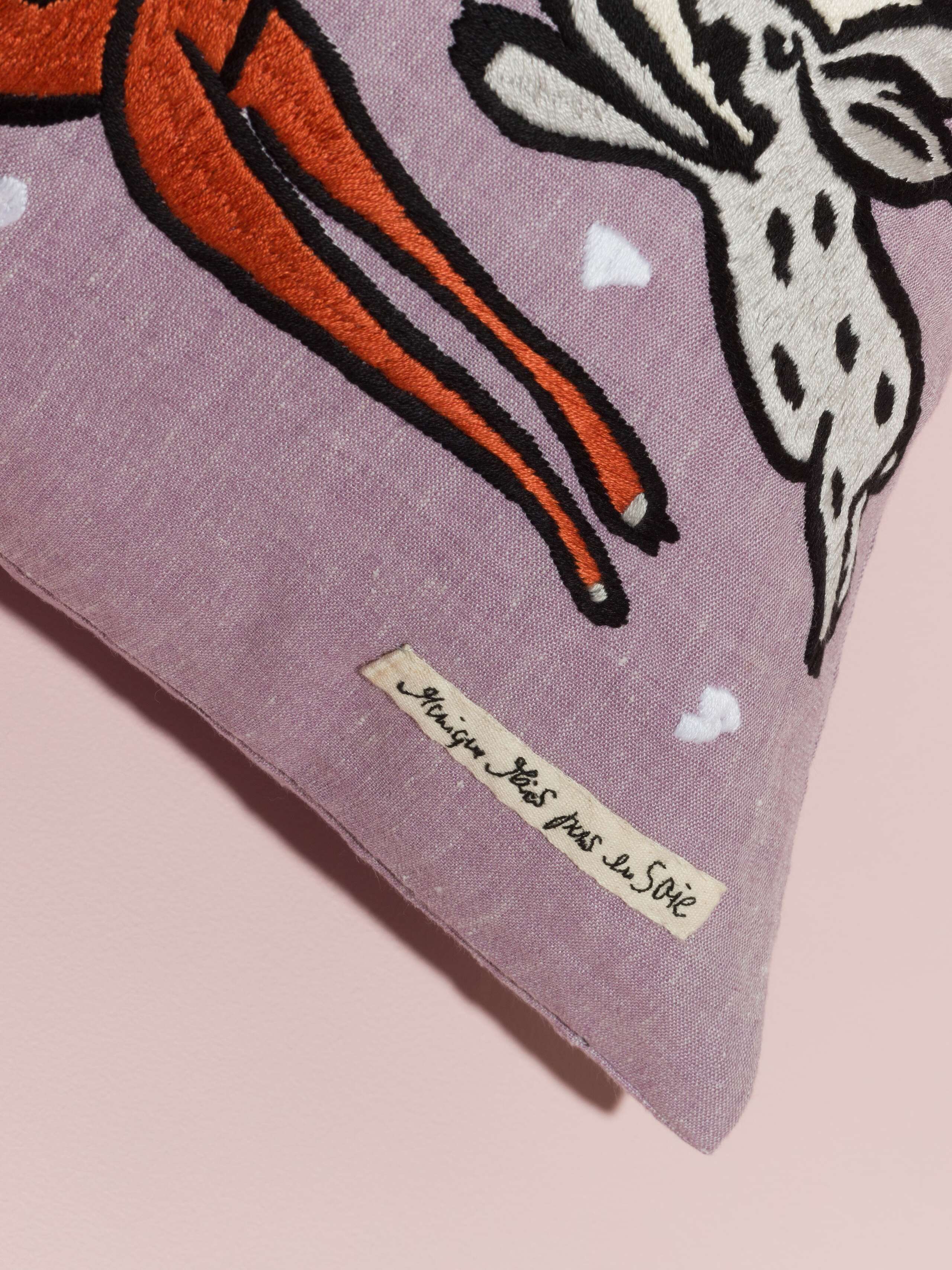 L'Histoire Zurich pillow cover Lavender linen embroidered
