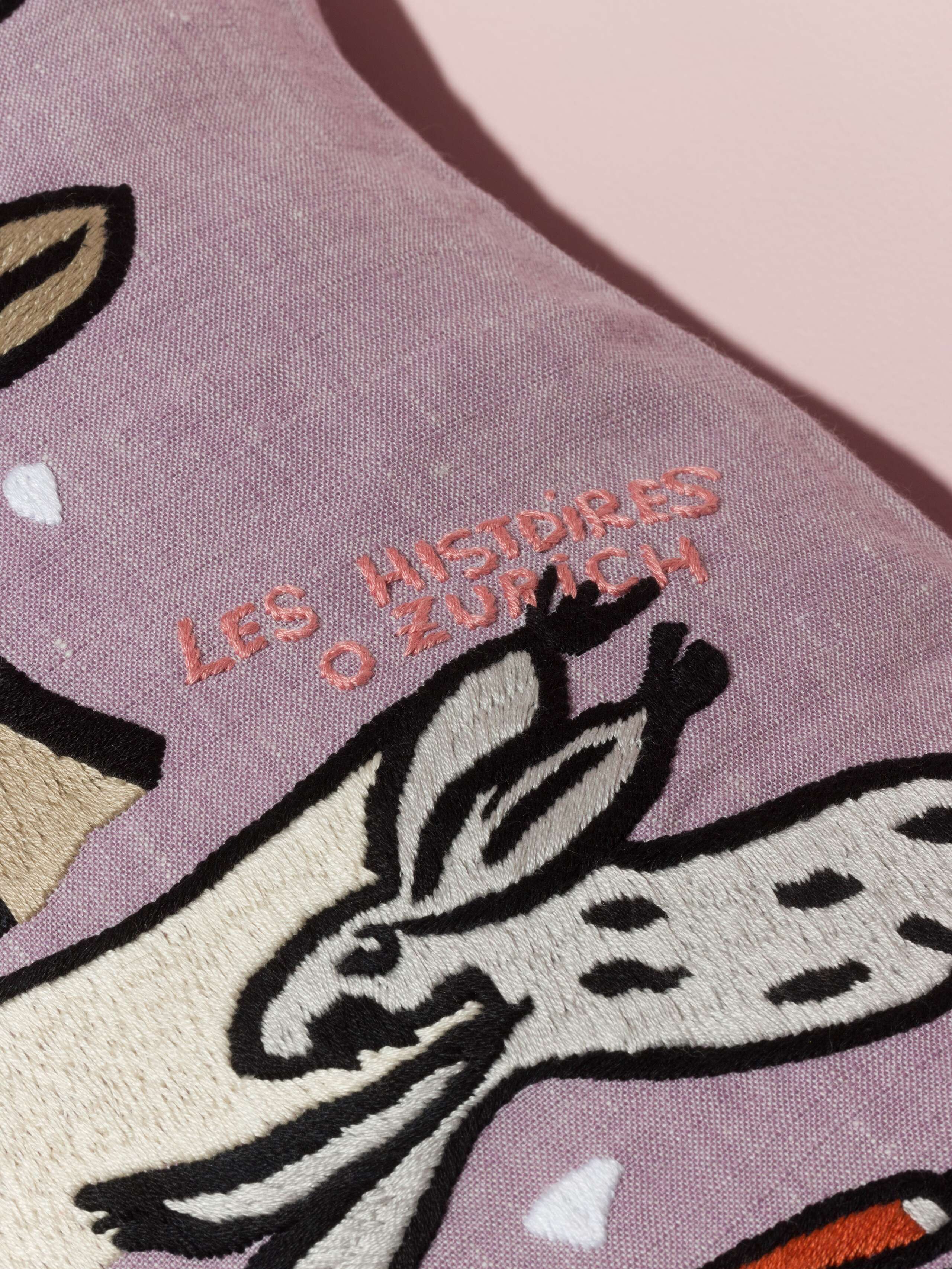 L'Histoire Zurich pillow cover Lavender linen embroidered