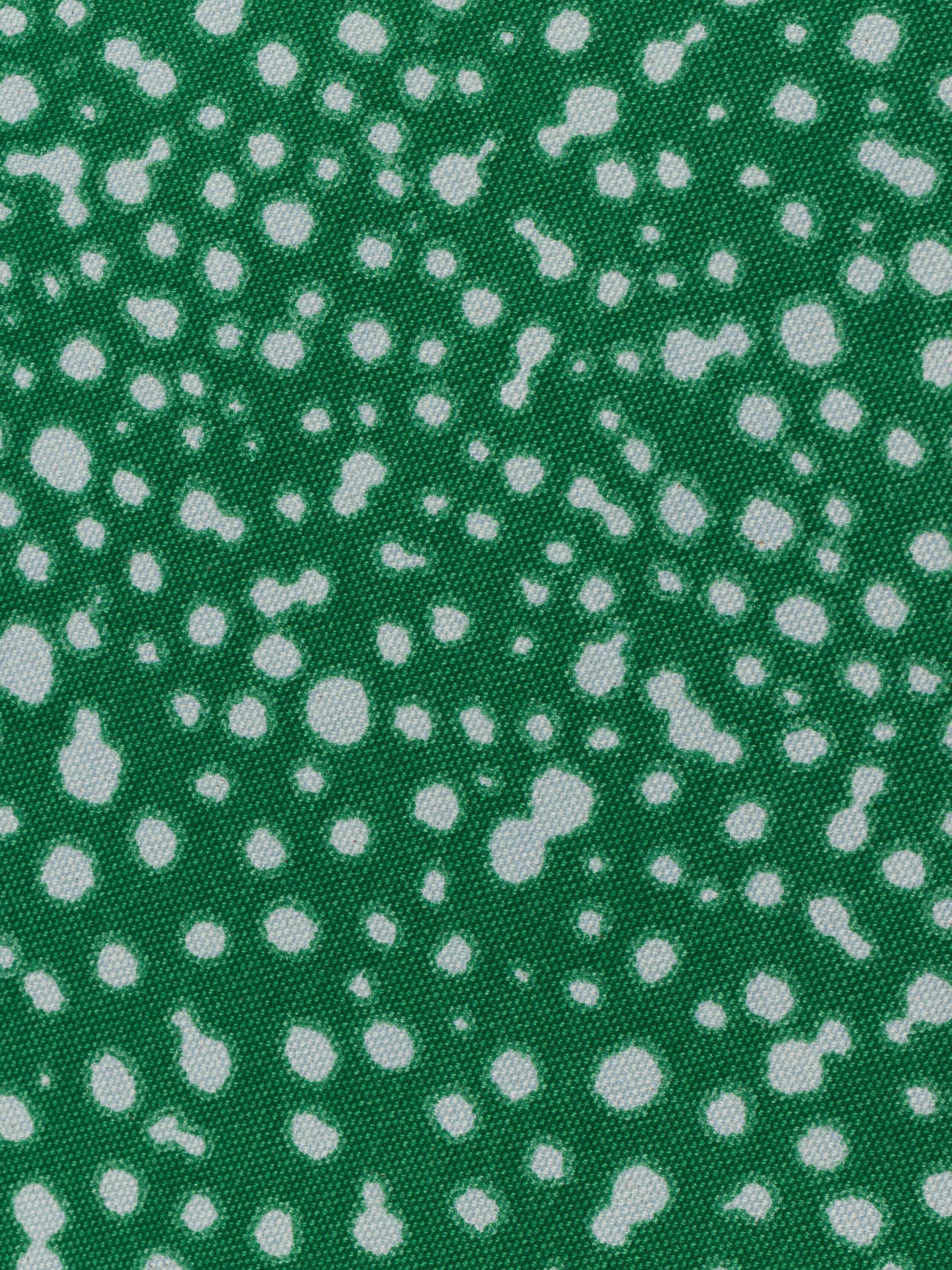 pillow cover in green with light blue leo dots detail shot