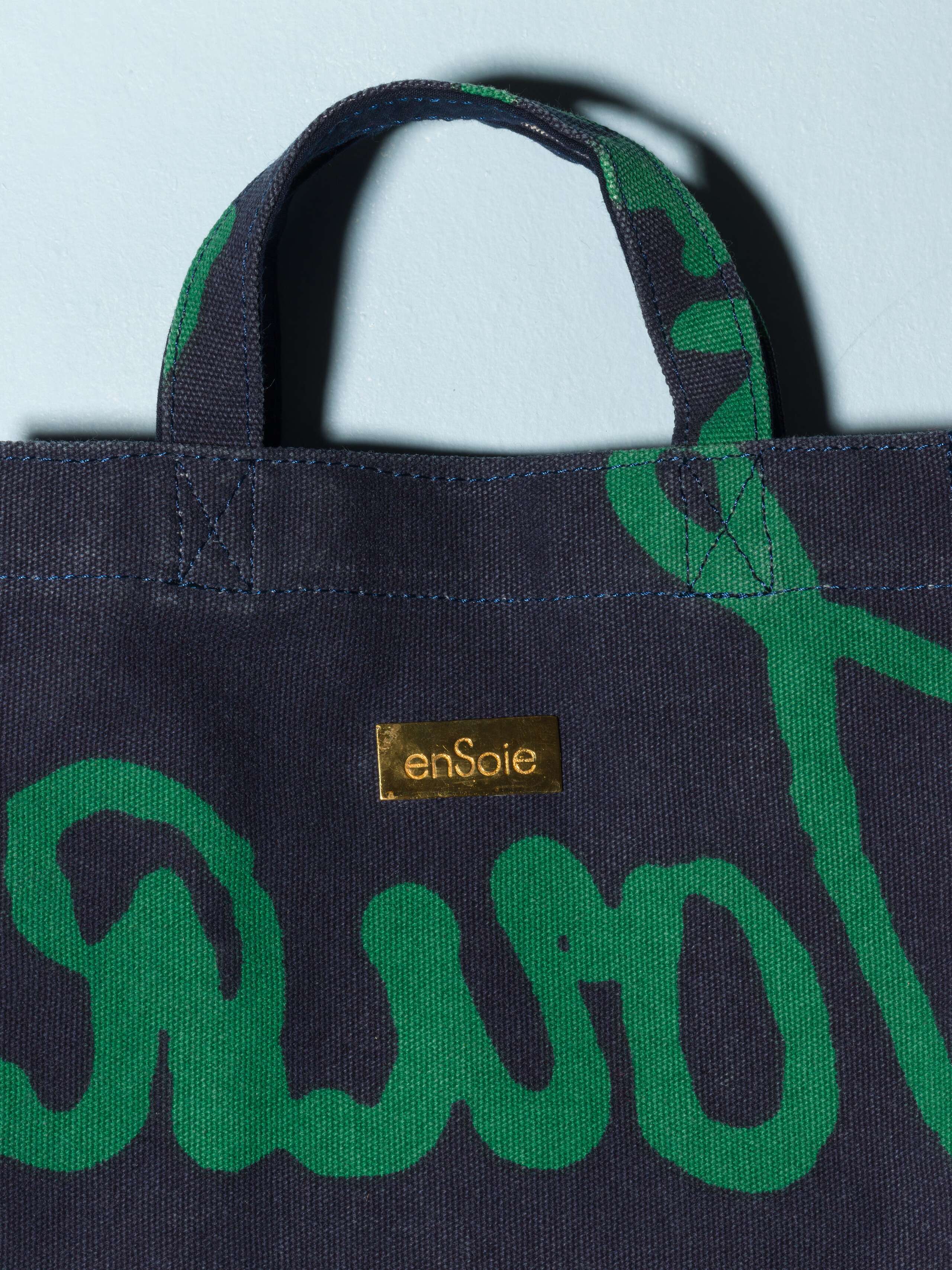 Proverb cabas shopper bag navy green printed