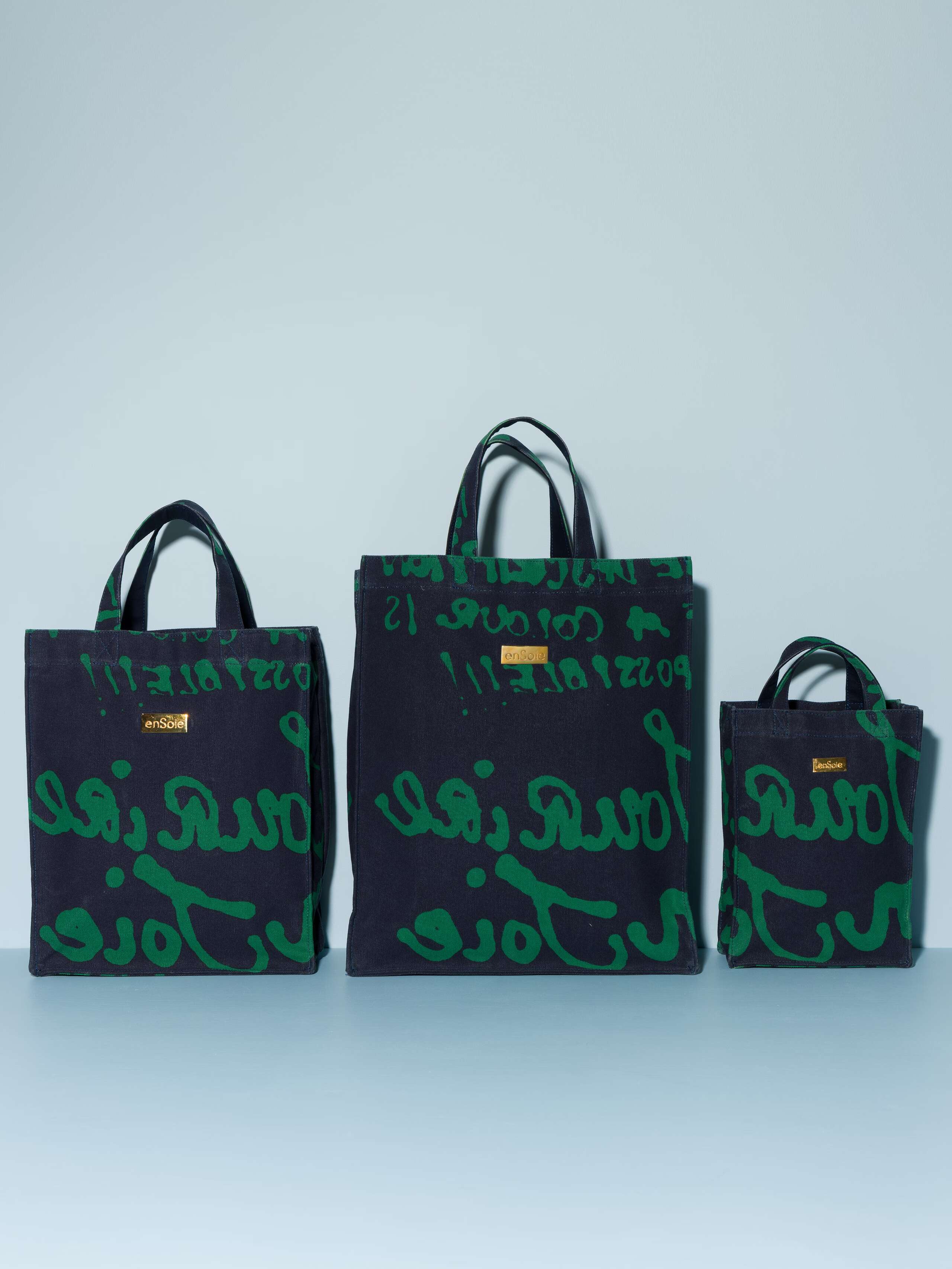 Proverb cabas shopper bag navy green printed