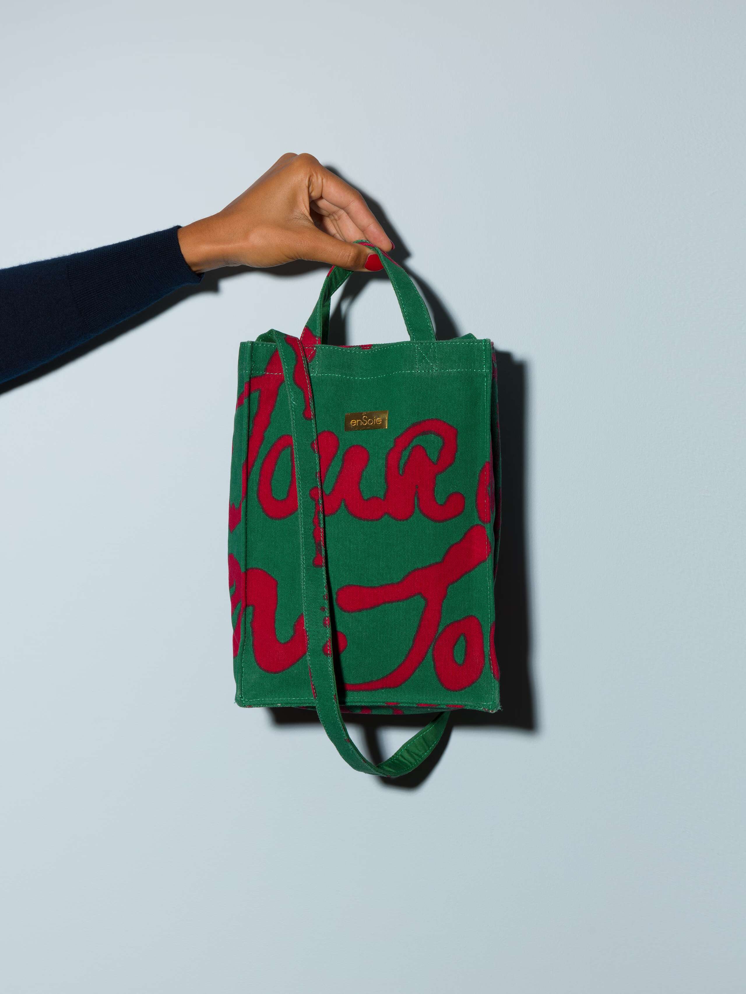 Proverb Cabas shopper bag green red printed