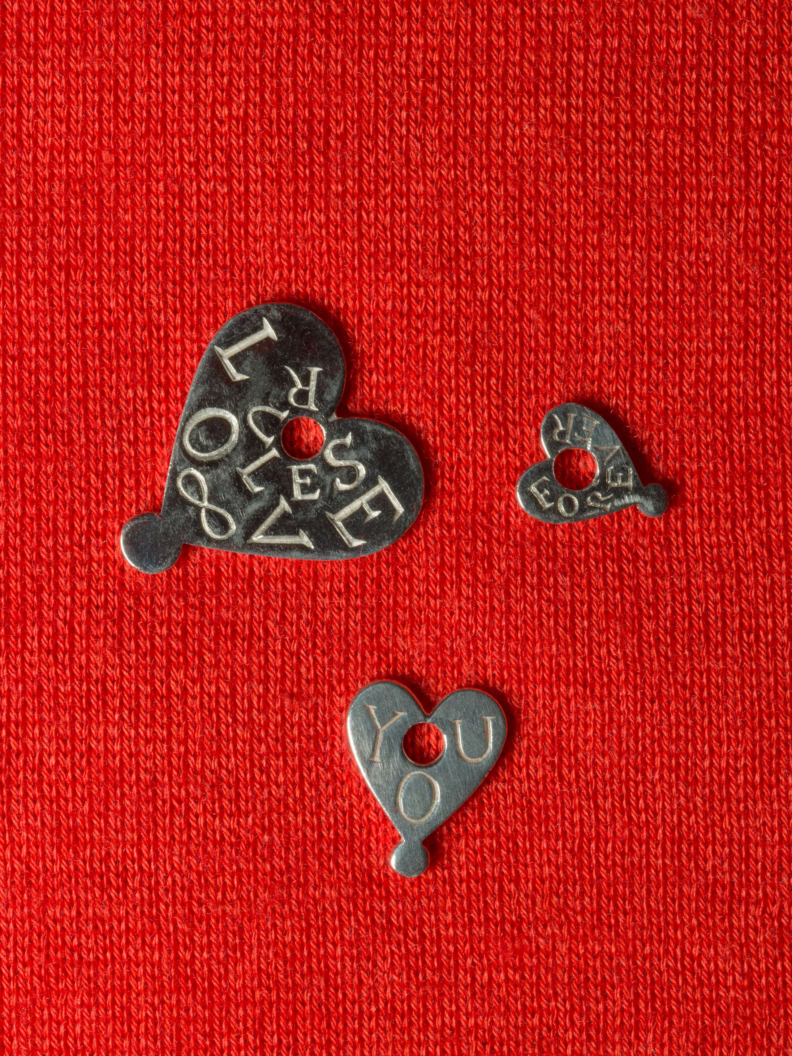 Heart tag creole pendant sterling silver