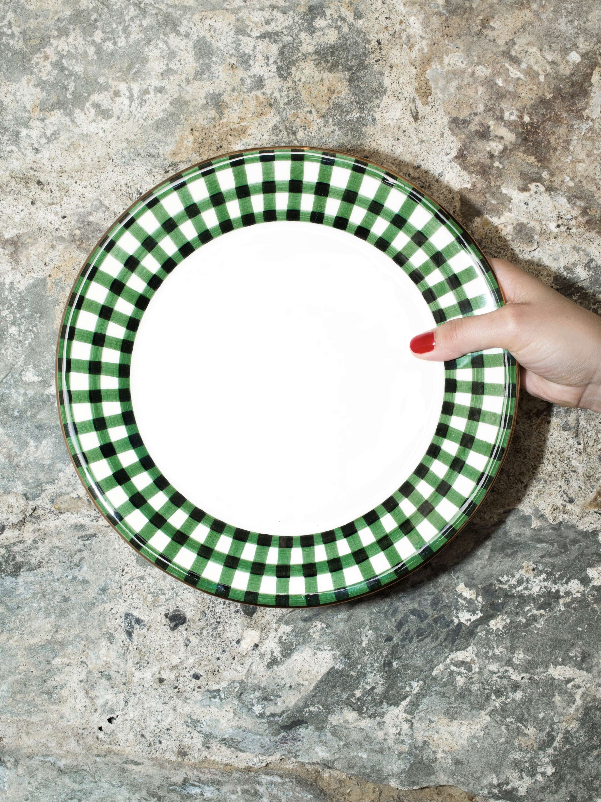 Kate plate ceramic classic vichy Linden Green