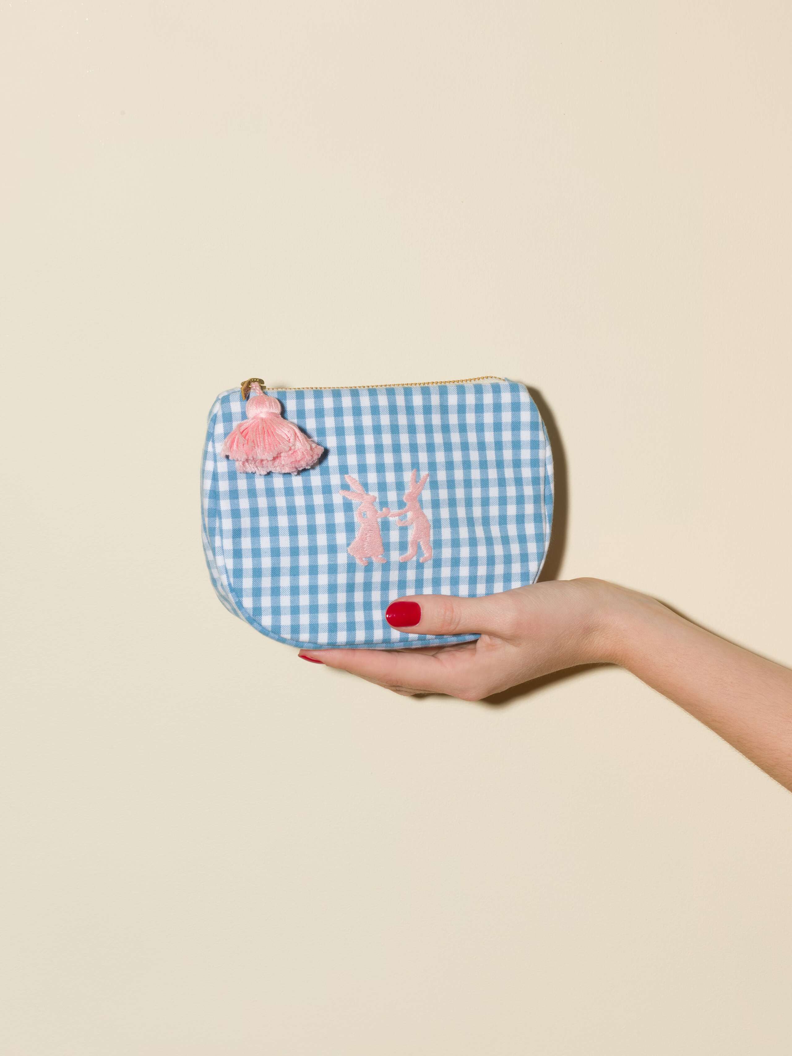 Stella toiletry bag clutch vichy cotton light blue