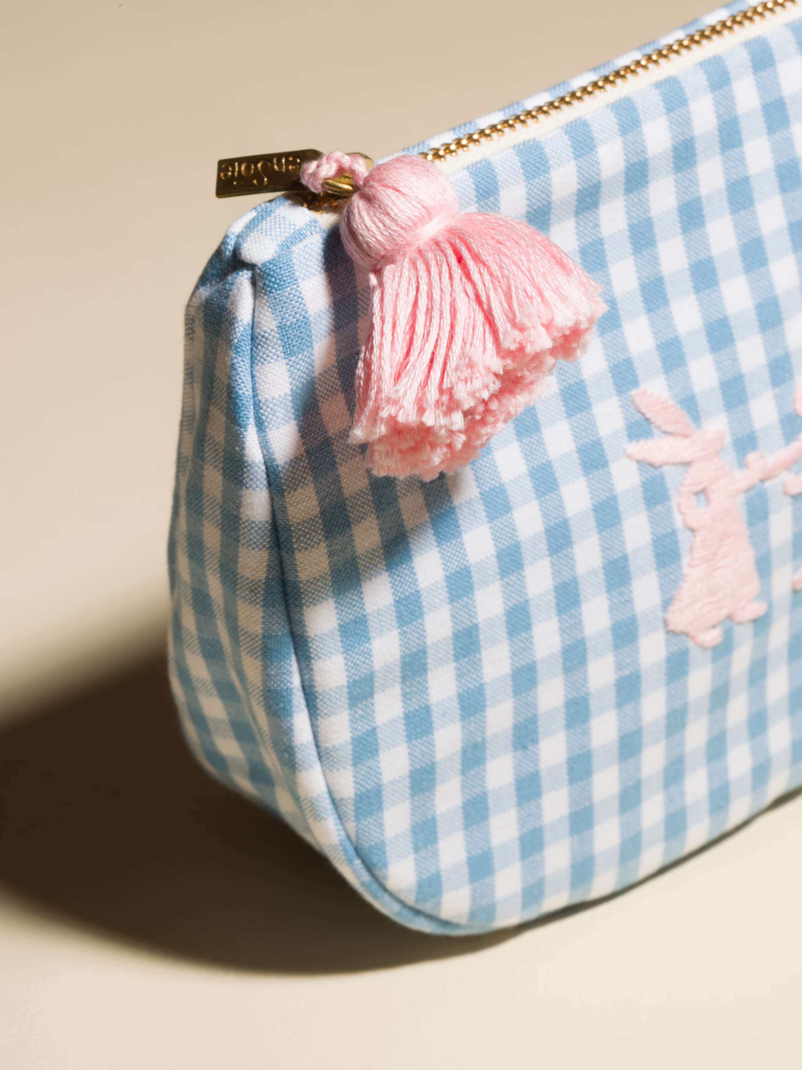 Stella toiletry bag clutch vichy cotton light blue