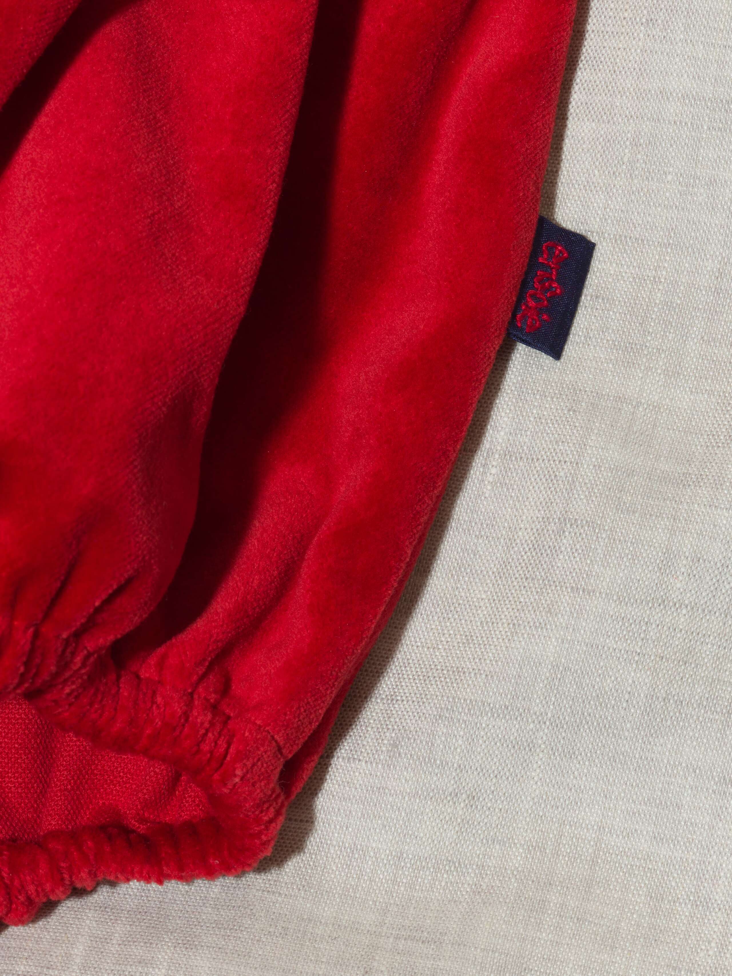 Beautiful cotton velvet bloomers in red handmade in Zurich