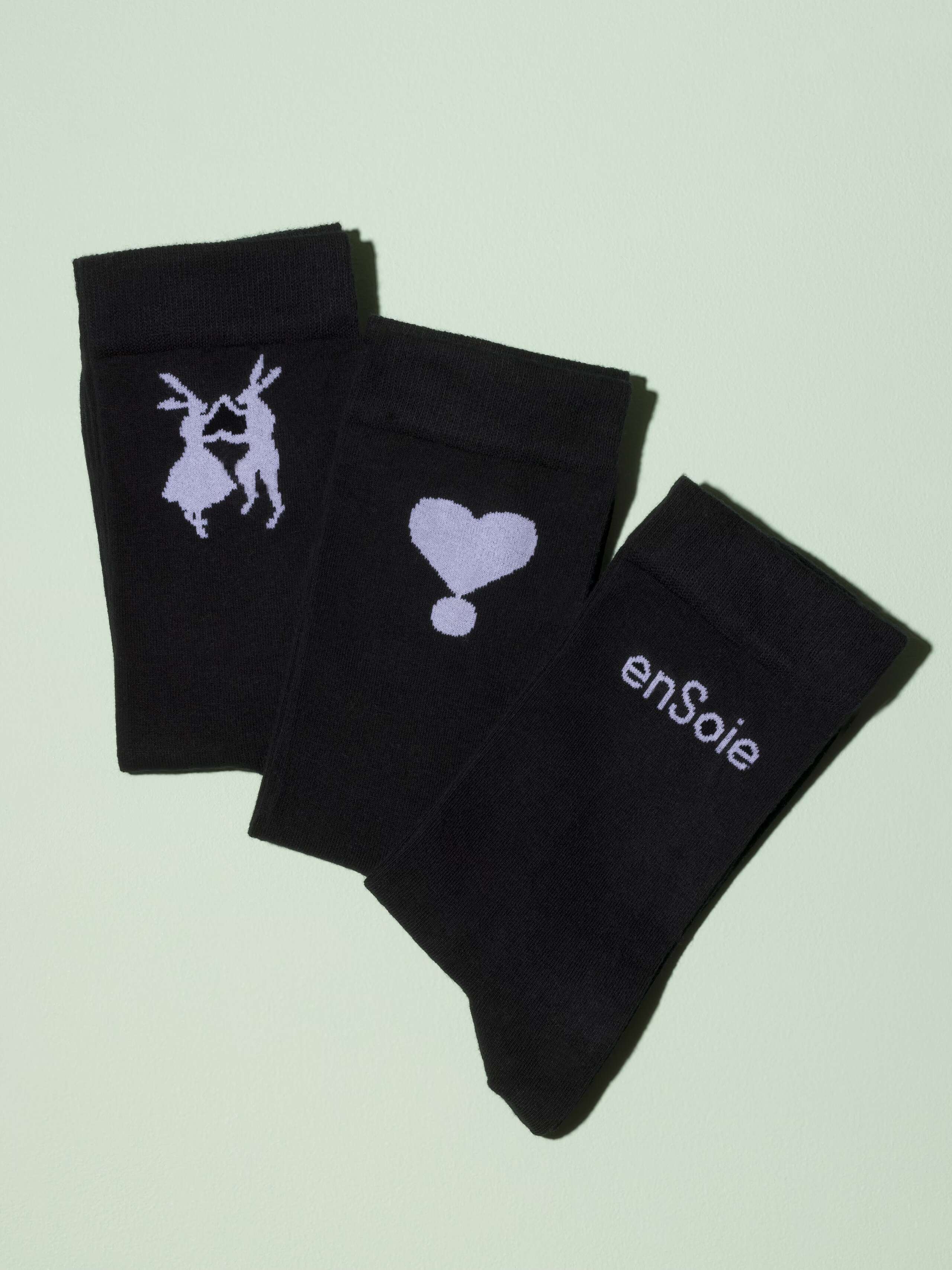 Picture of a black trio of socks