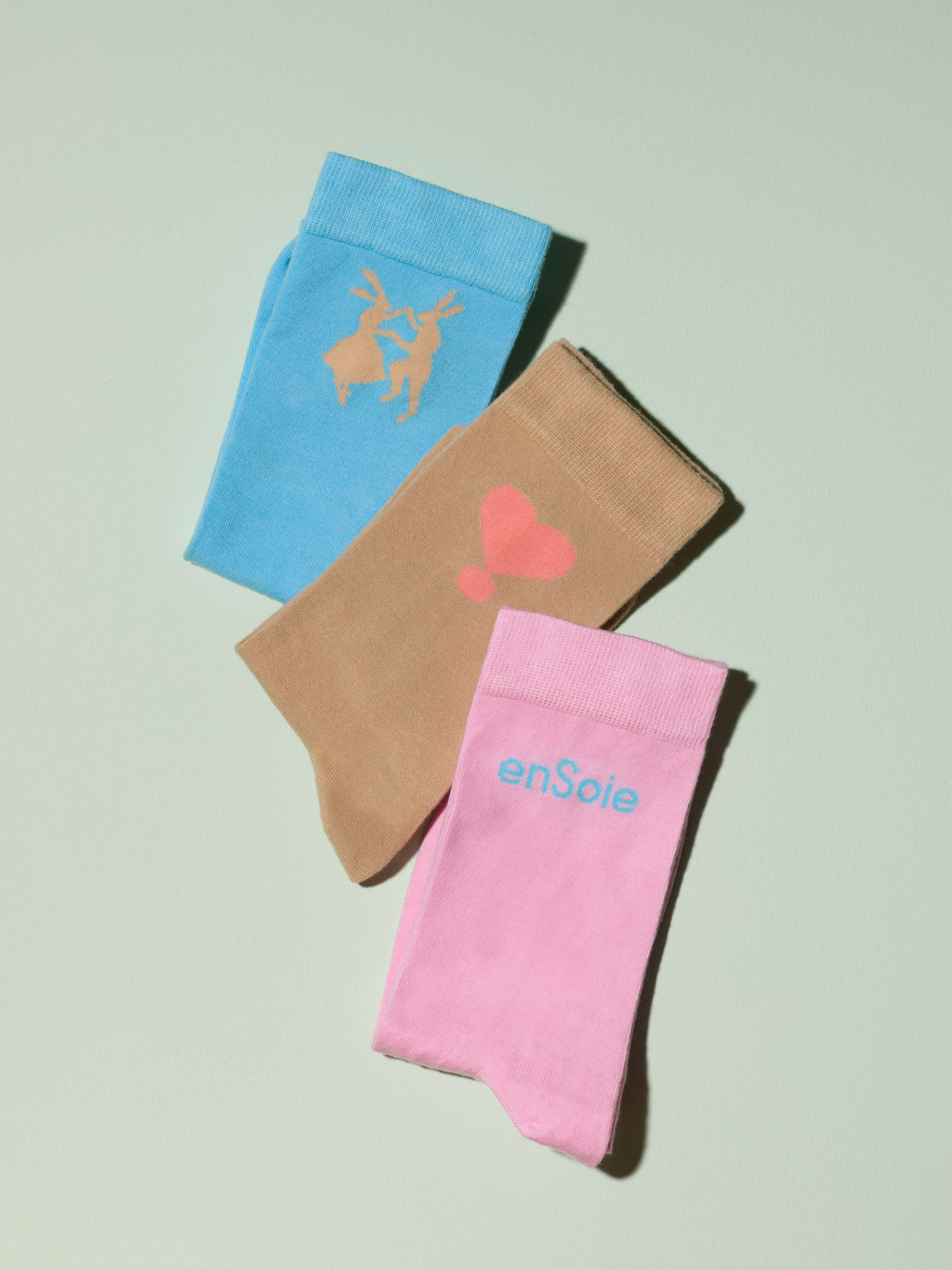 Picture of a colourful trio of socks