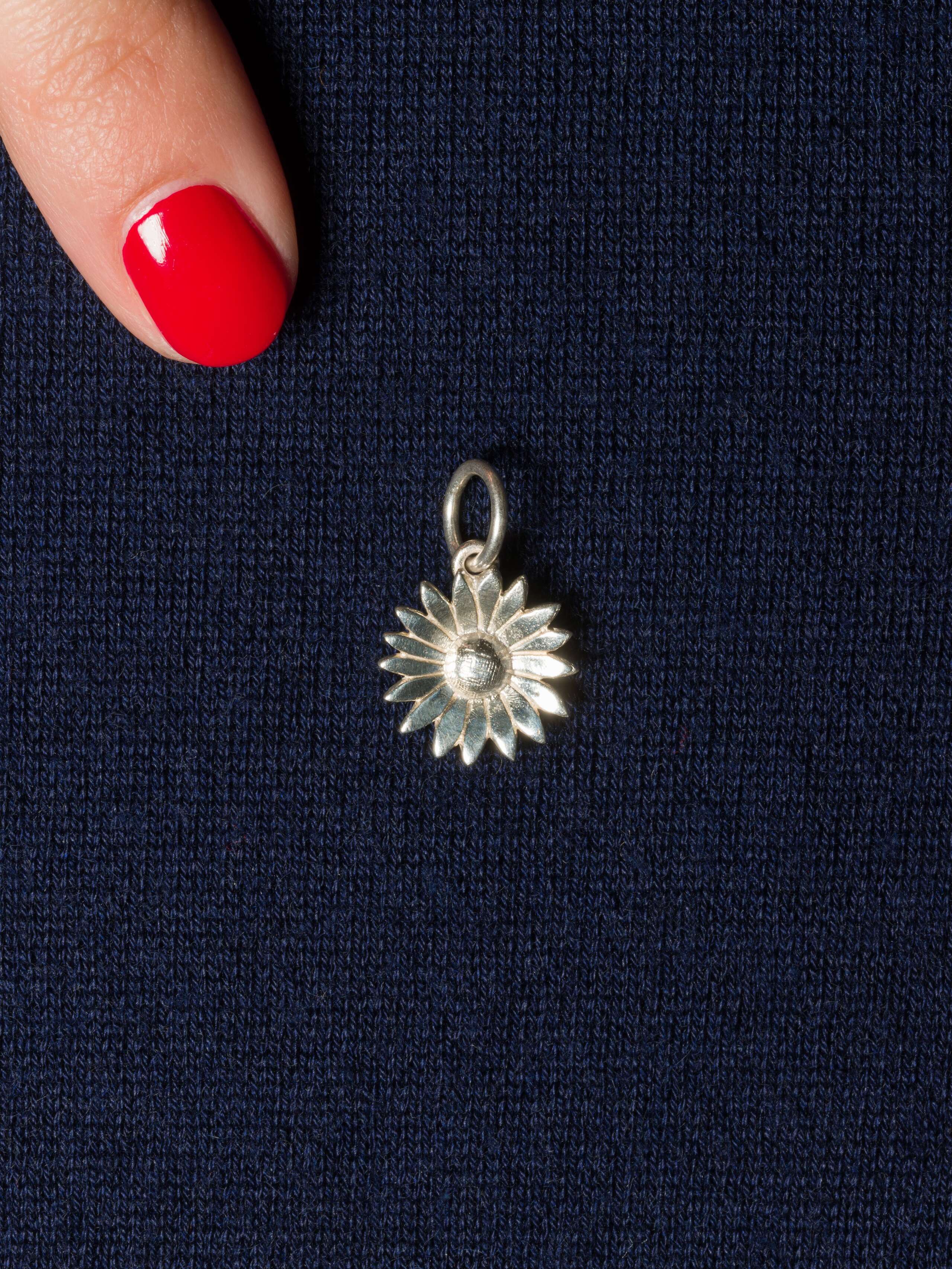 Picture of a silver pendent in the shape of an aster flower