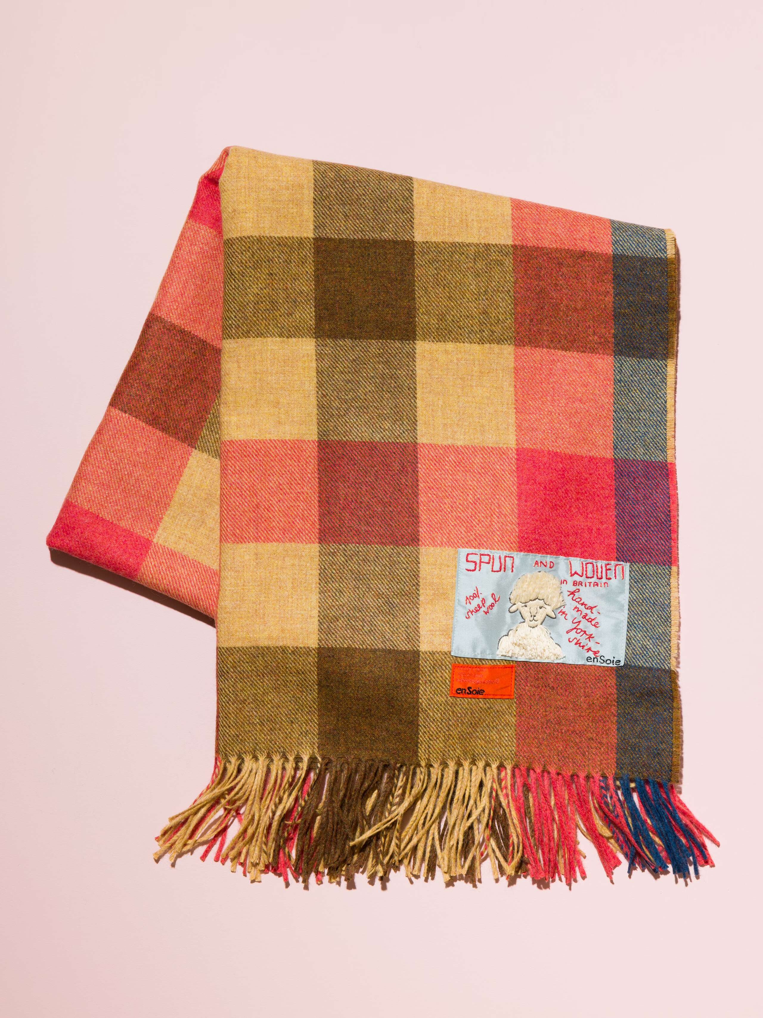 Picture of a colourful handmade wool blanket 