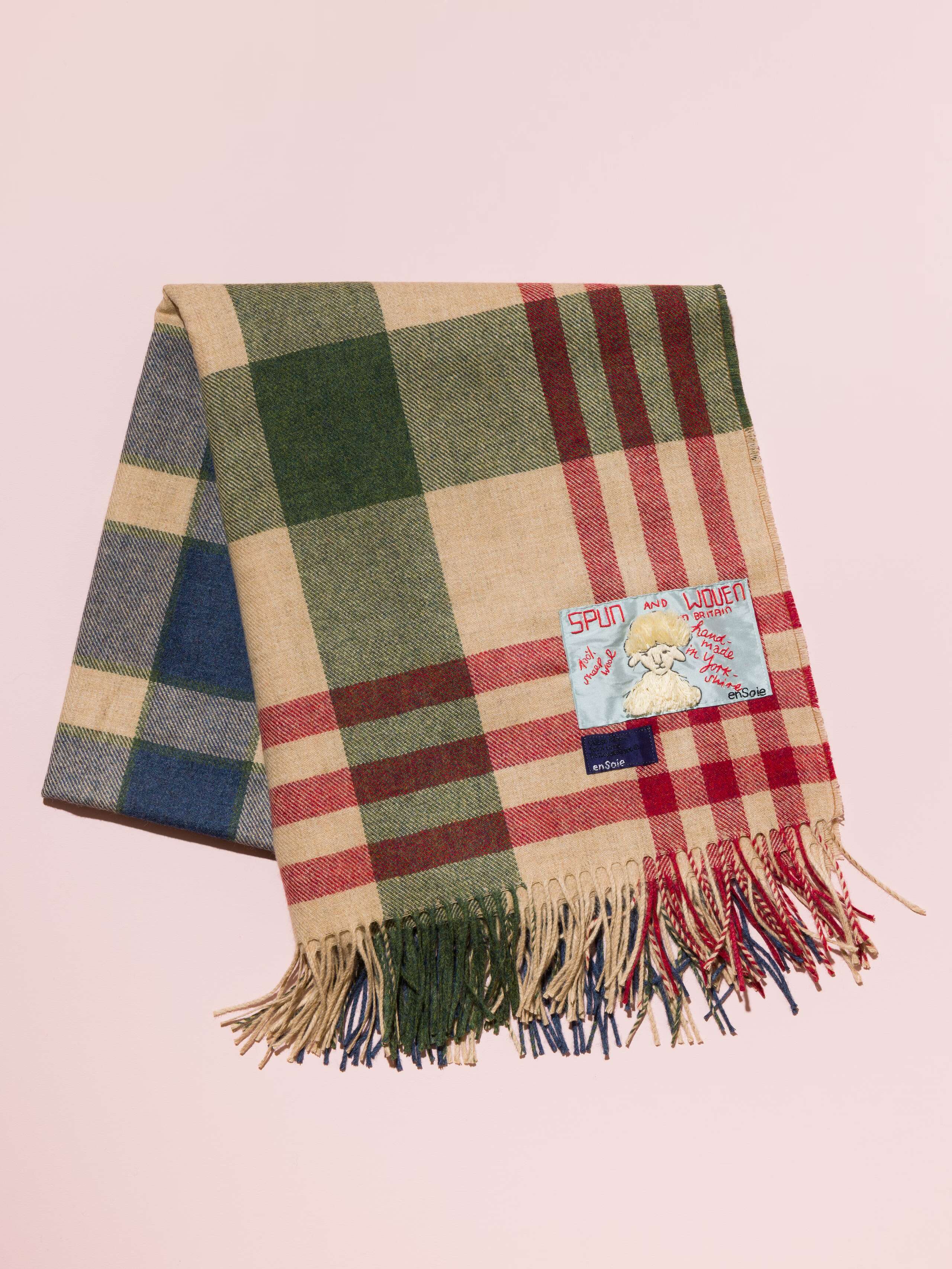Picture of a colourful handmade wool blanket 