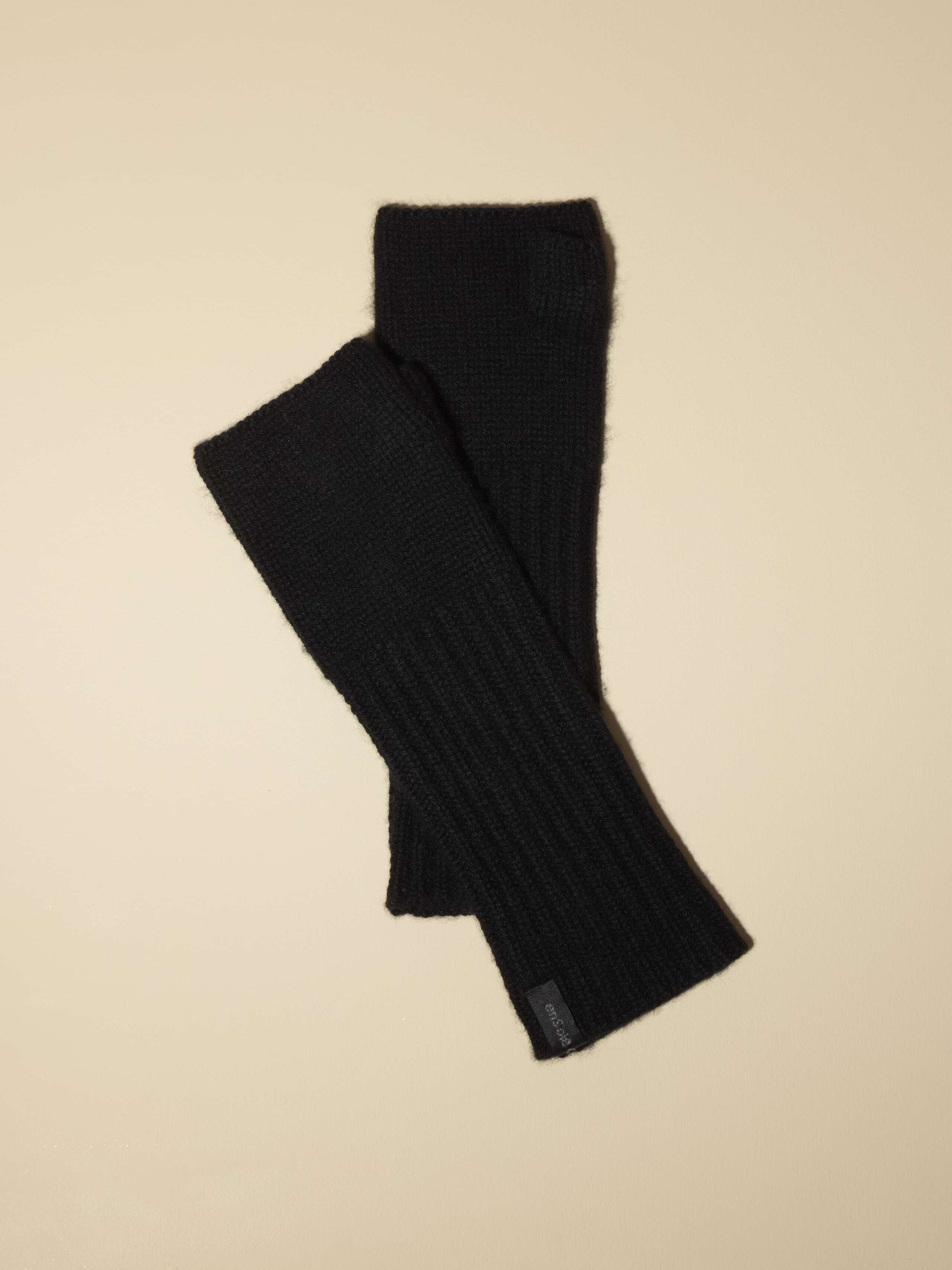 Picture of a pair of black cashmere mittens