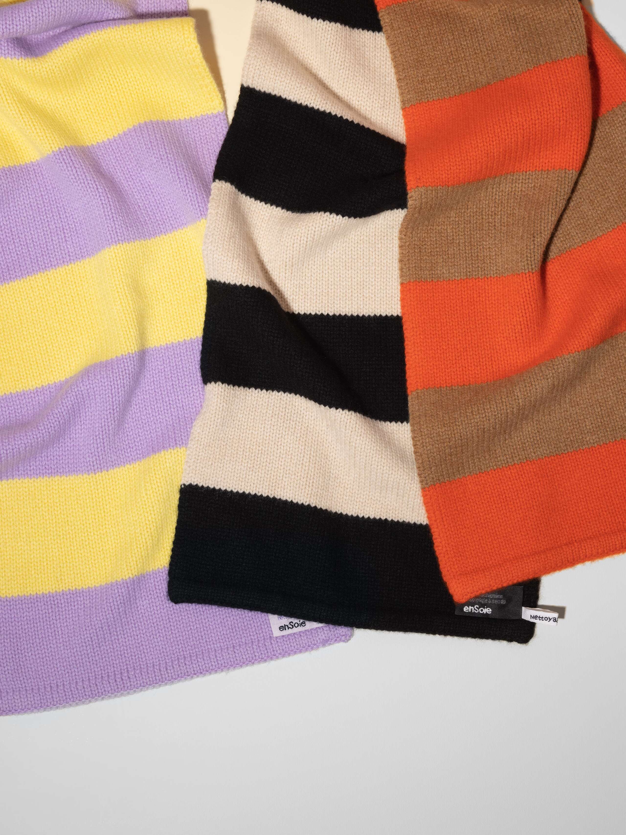 Picture of three striped cashmere scarfs