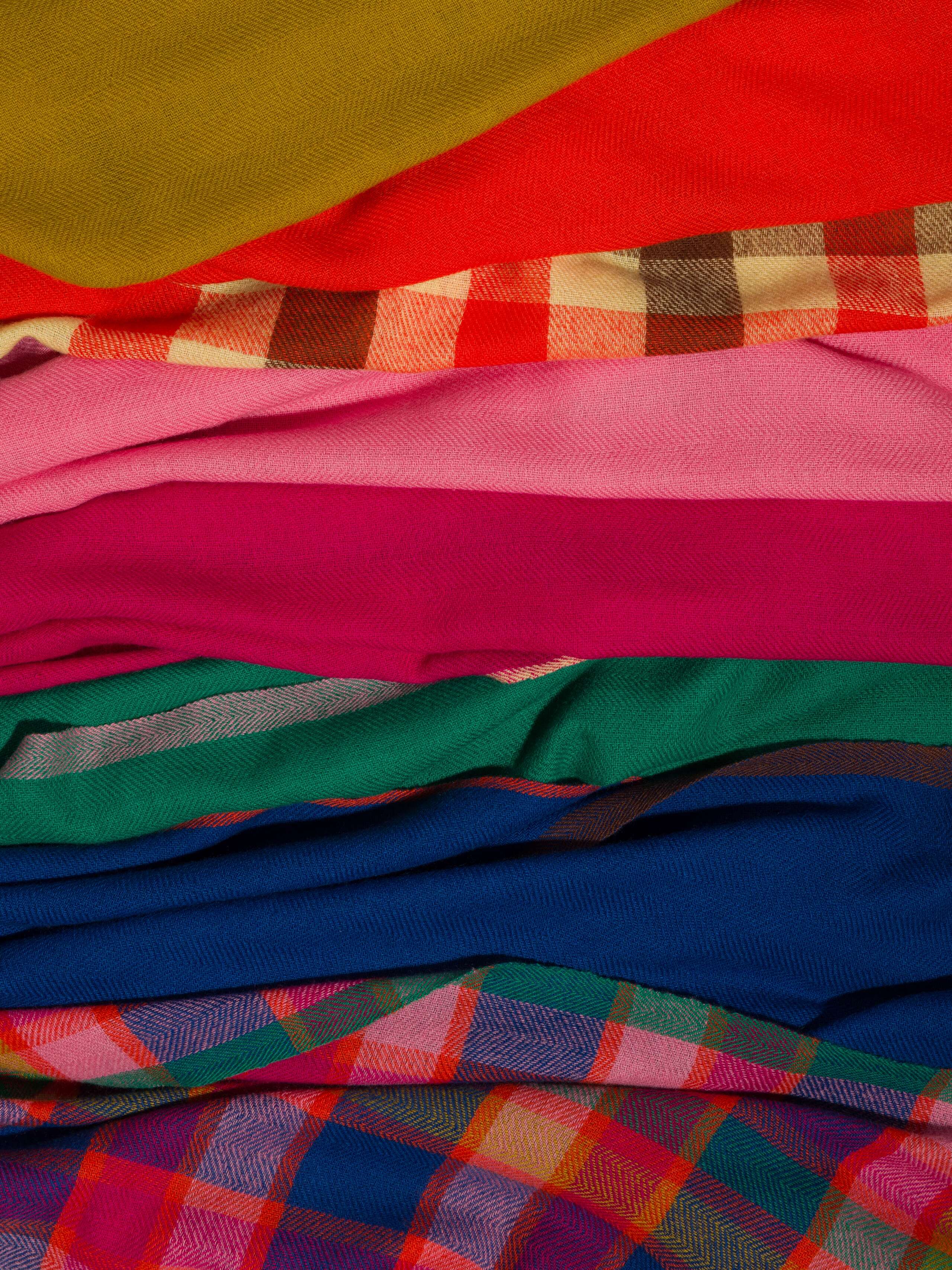 Detail Shot of Blia mini Stole in cashmere mix of colours