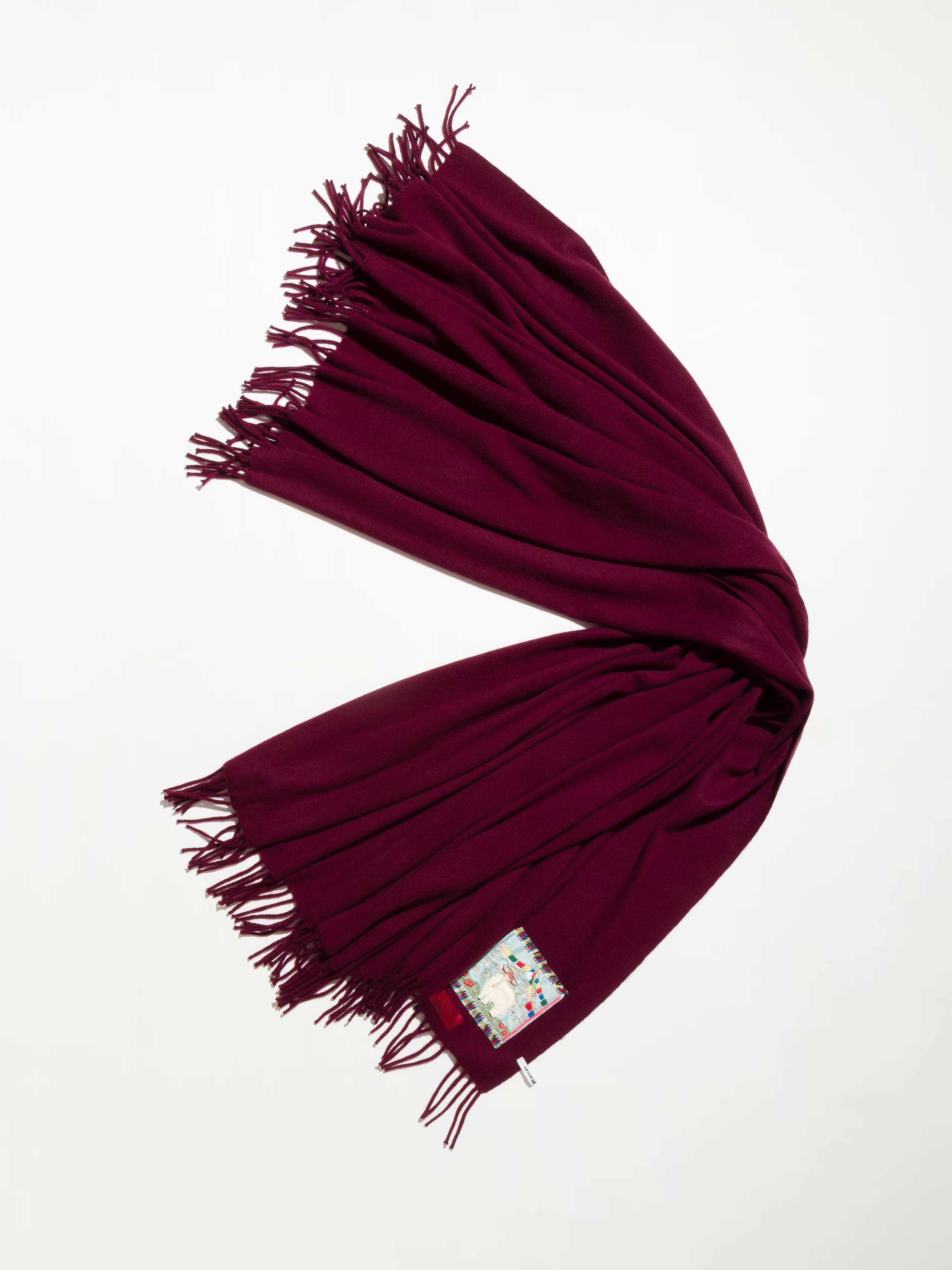Picture of a warm burgundy cashmere stole