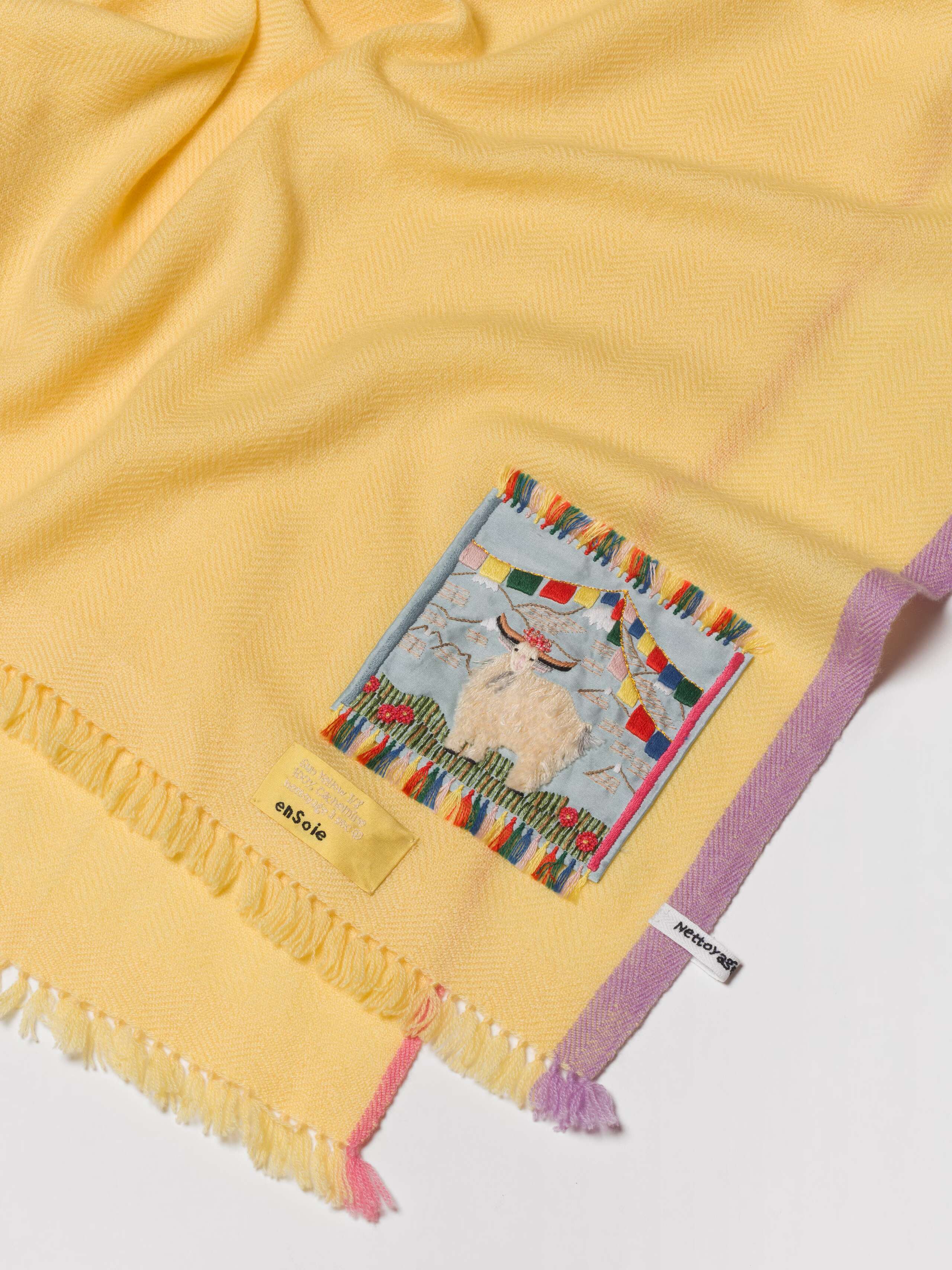 Picture of a beautiful bright yellow cashmere stole