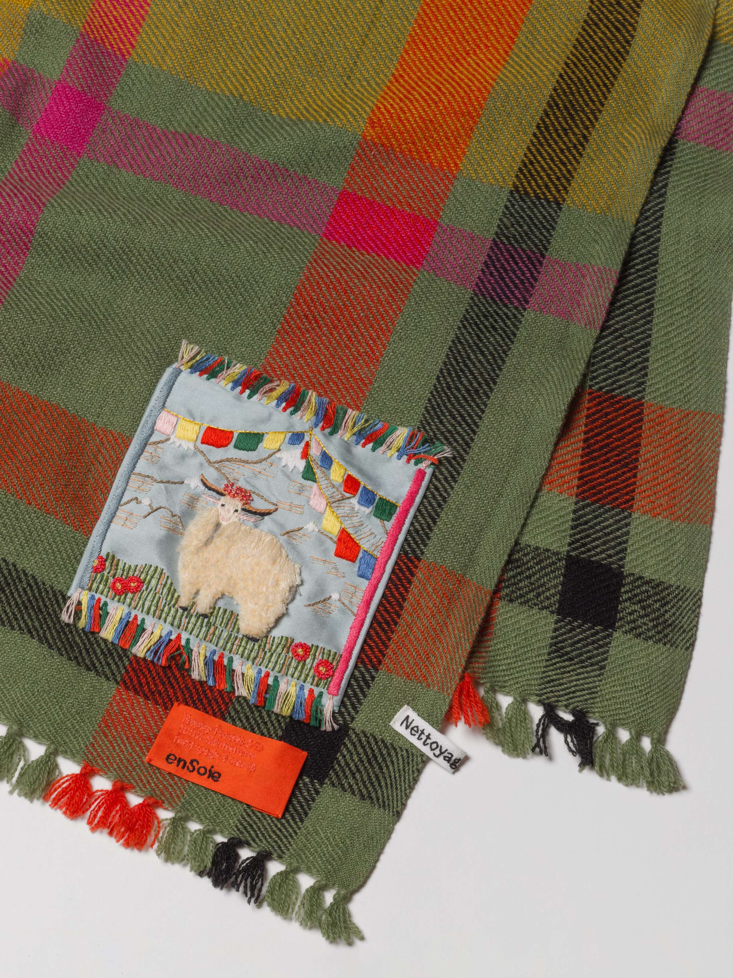 Picture of a detail of a colourful cashmere stole